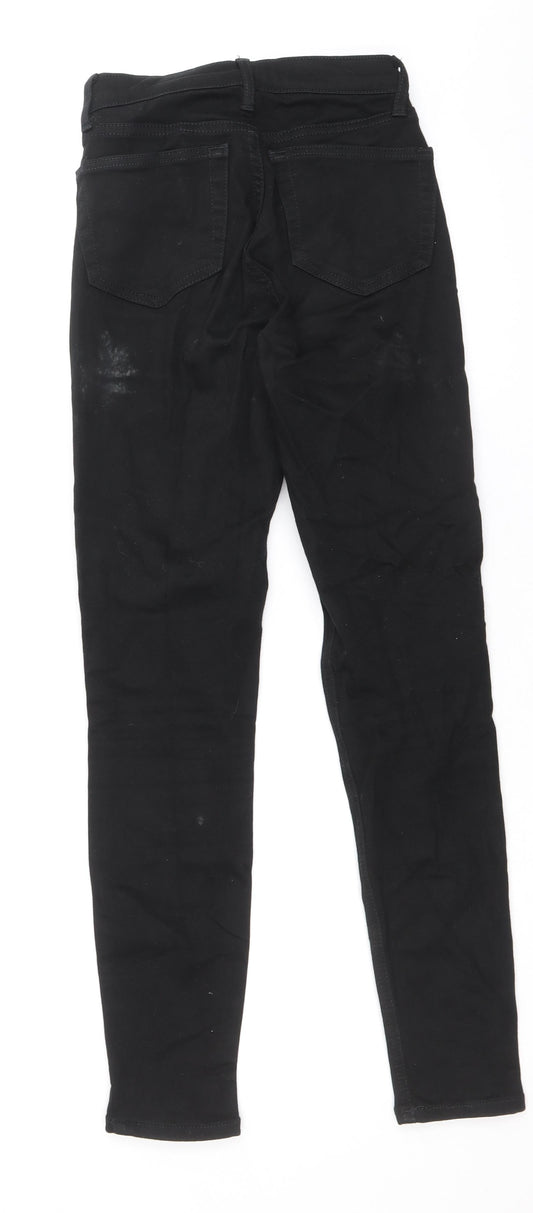 Topshop Womens Black Cotton Skinny Jeans Size 25 in Regular Zip