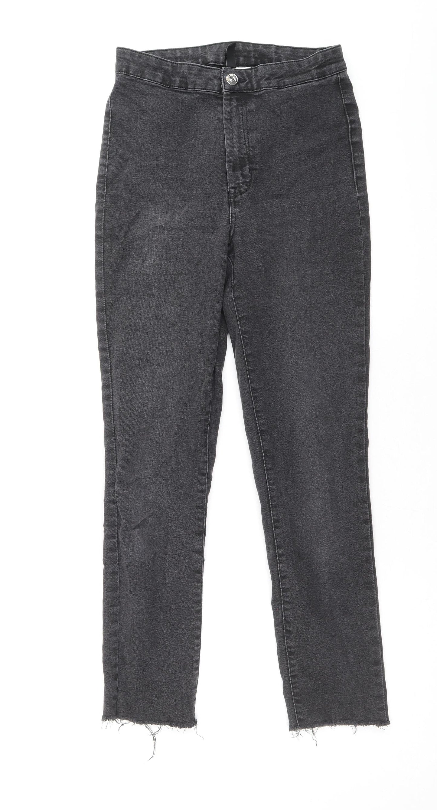 Divided by H&M Womens Black Cotton Straight Jeans Size 8 Regular Zip