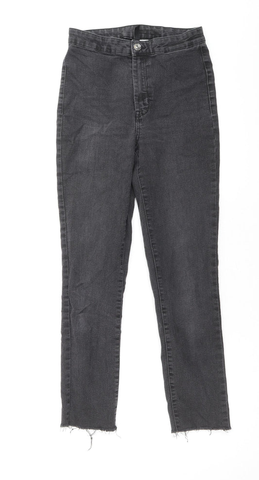 Divided by H&M Womens Black Cotton Straight Jeans Size 8 Regular Zip