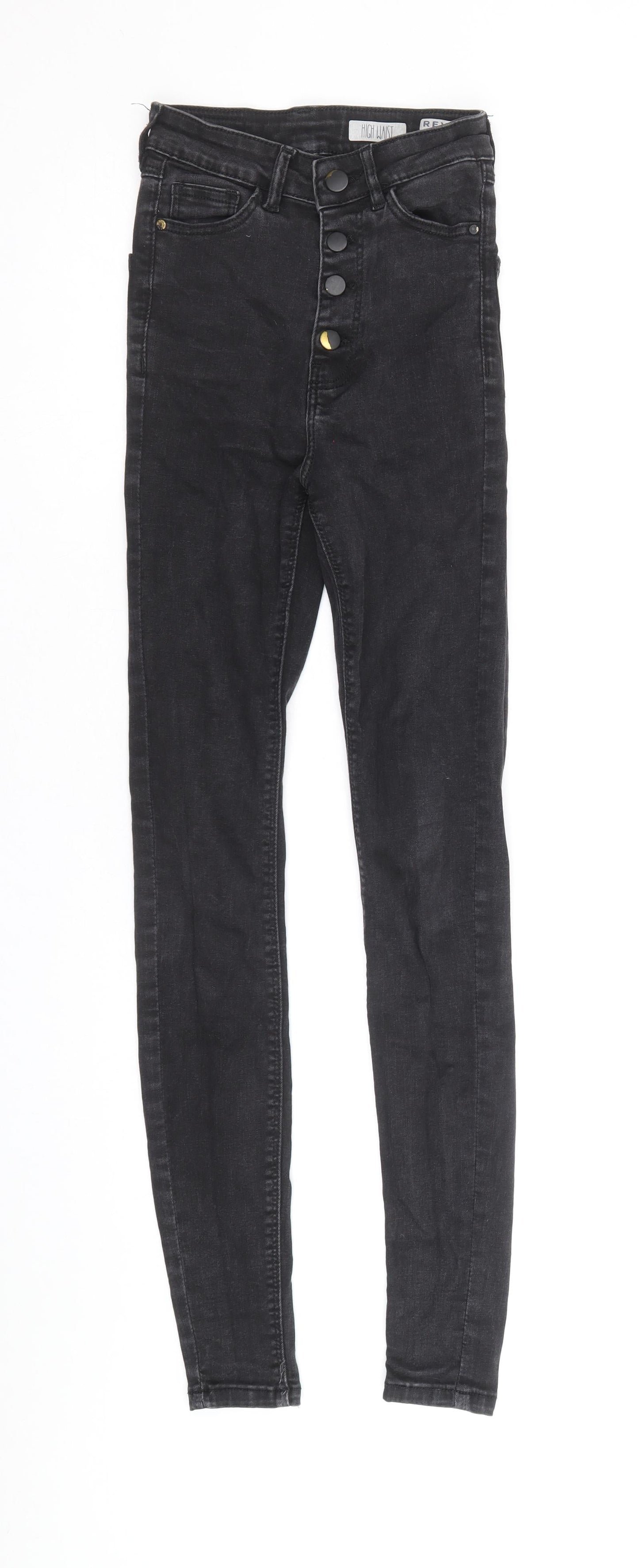 Womens UK Size 25 in Review Regular Fit Skinny Black Jeans
