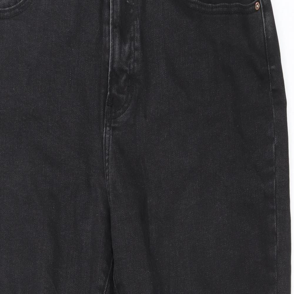Denim & Co. Womens Black Cotton Straight Jeans Size 14 Regular Zip