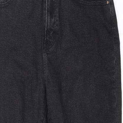 Denim & Co. Womens Black Cotton Straight Jeans Size 14 Regular Zip