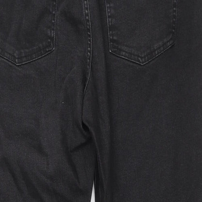 Denim & Co. Womens Black Cotton Straight Jeans Size 14 Regular Zip