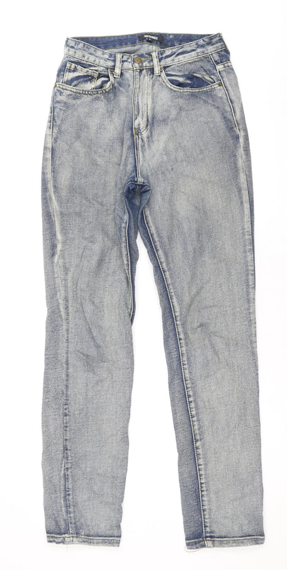 Missguided Womens Blue Cotton Skinny Jeans Size 8 Regular Zip - Vintage Wash