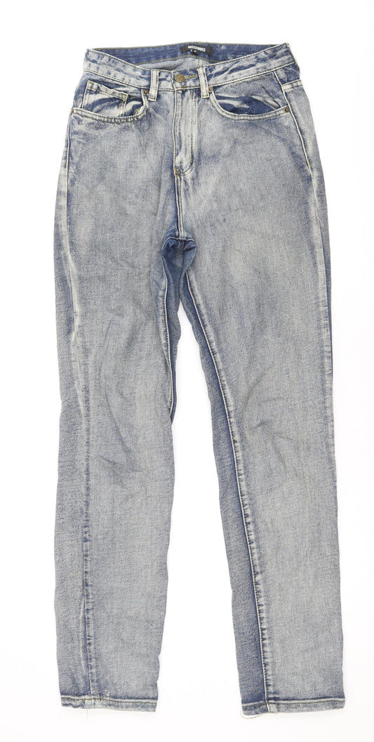 Missguided Womens Blue Cotton Skinny Jeans Size 8 Regular Zip - Vintage Wash