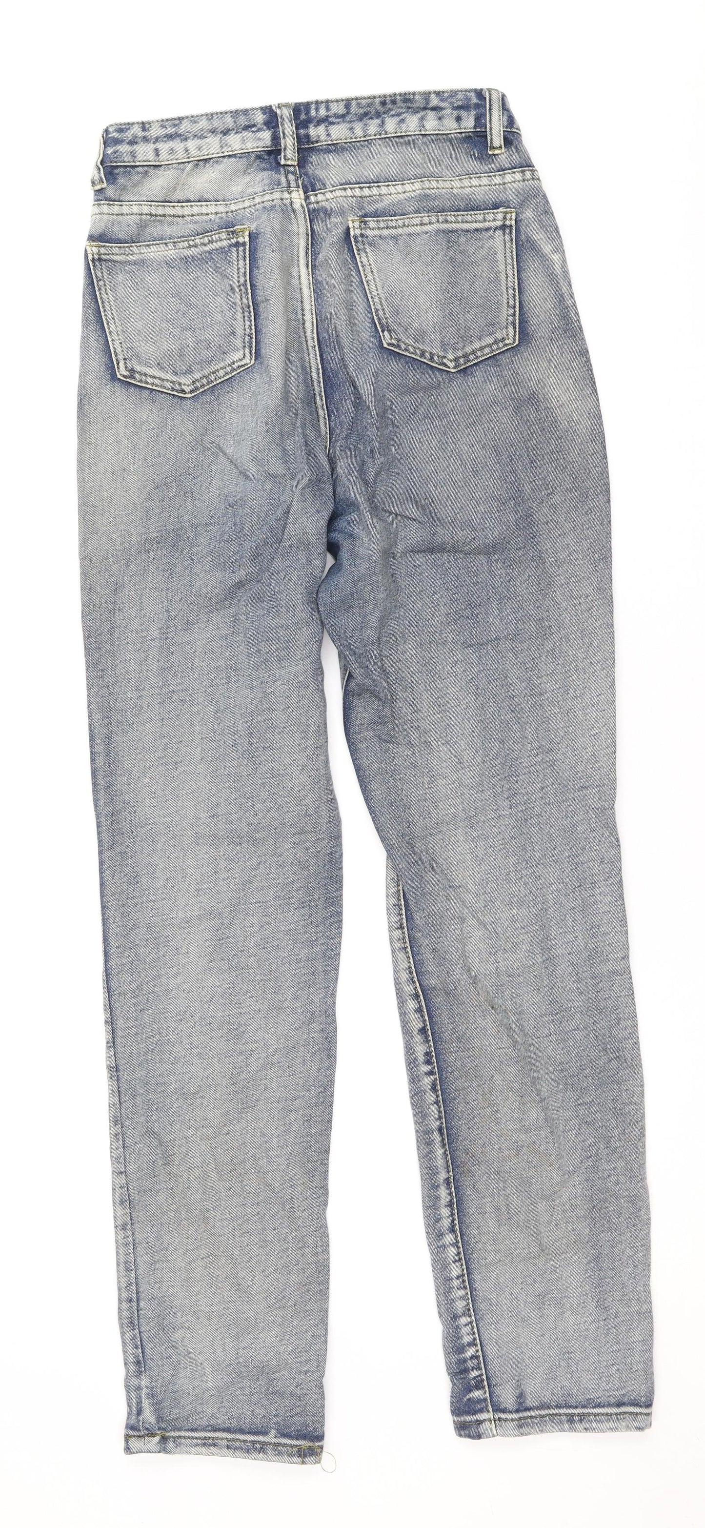 Missguided Womens Blue Cotton Skinny Jeans Size 8 Regular Zip - Vintage Wash