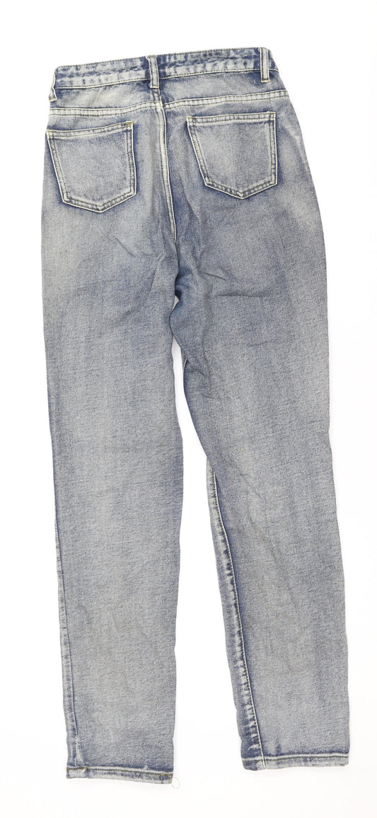 Missguided Womens Blue Cotton Skinny Jeans Size 8 Regular Zip - Vintage Wash