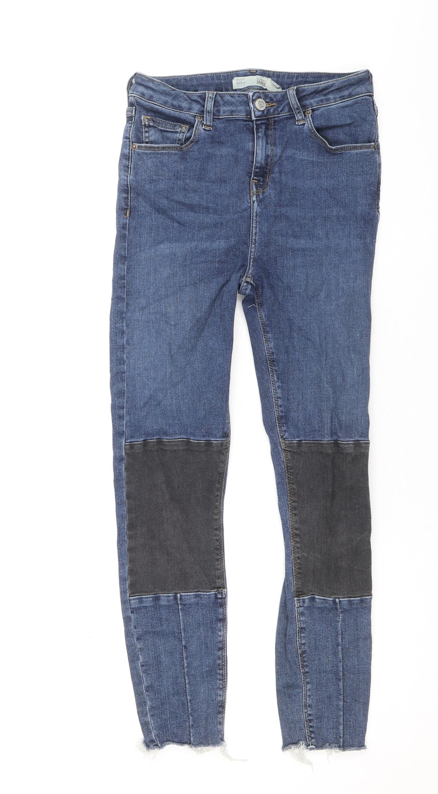 Topshop Womens Blue Cotton Skinny Jeans Size 28 in Regular Zip