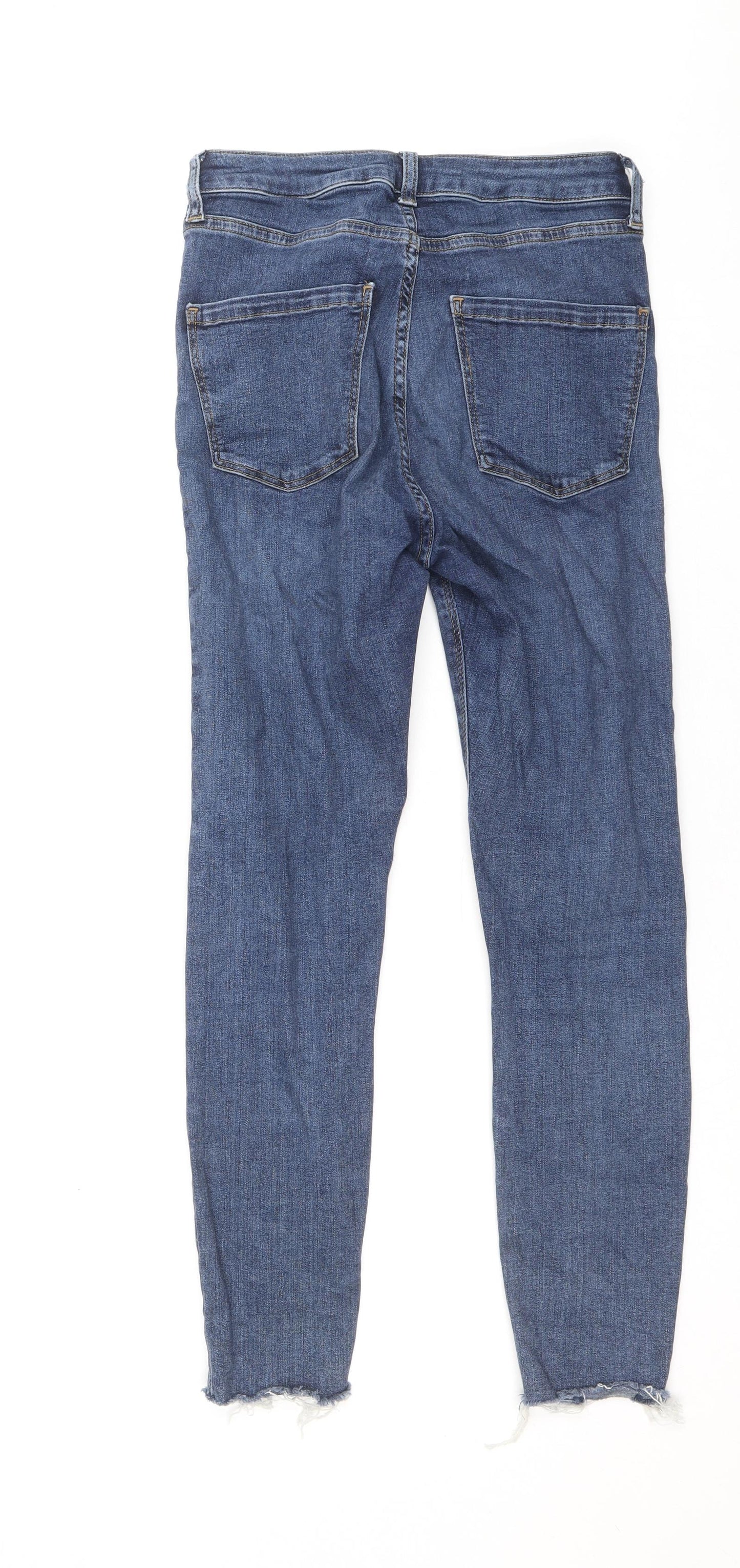 Topshop Womens Blue Cotton Skinny Jeans Size 28 in Regular Zip