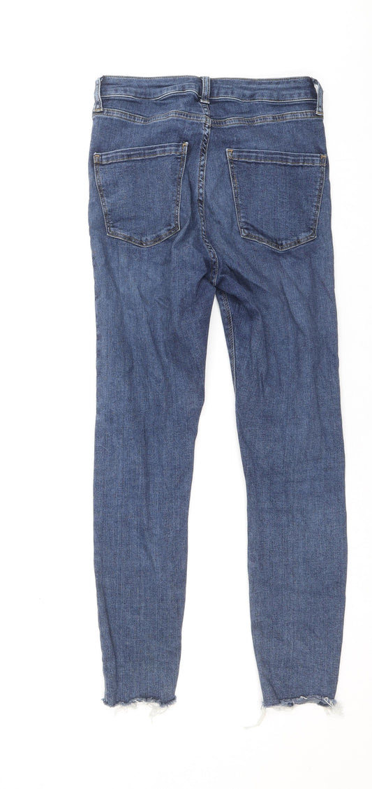 Topshop Womens Blue Cotton Skinny Jeans Size 28 in Regular Zip