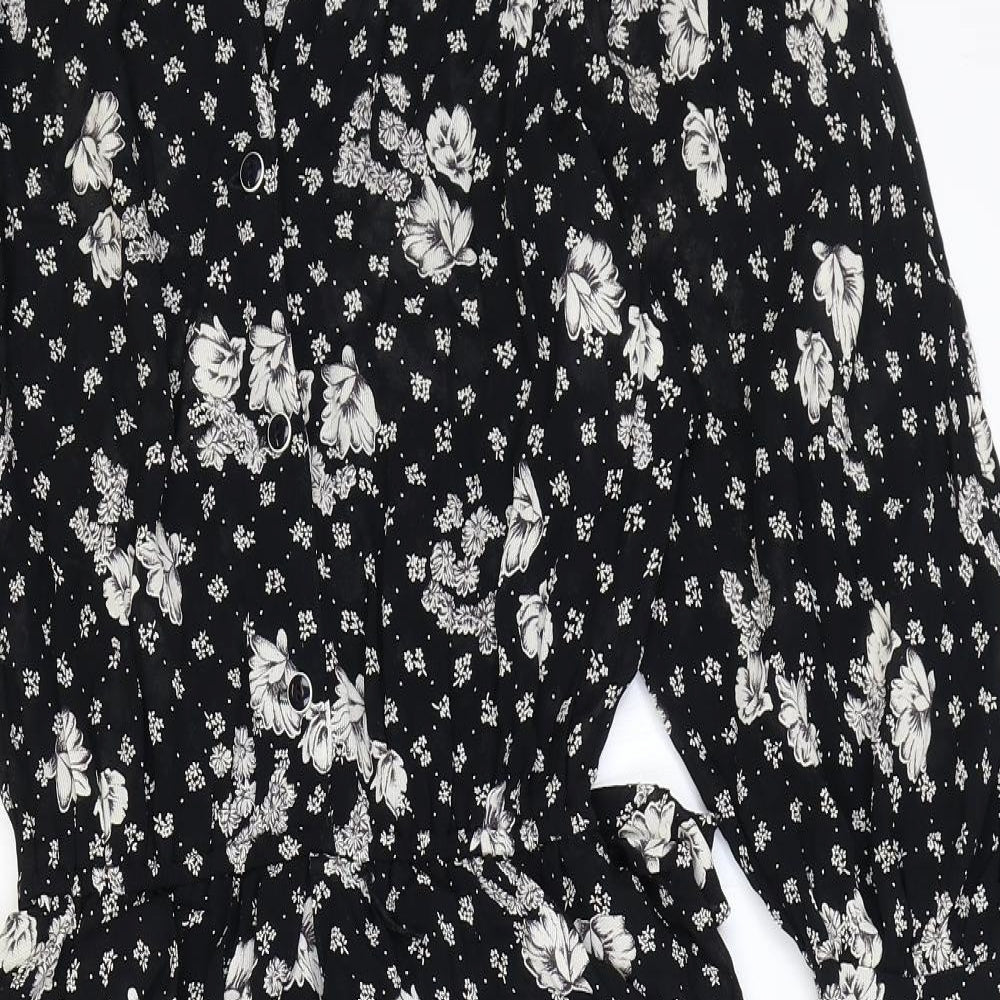 Options at Austiun Reed Womens Black Floral Viscose Pencil Dress Size 12 Round Neck Button - Peplum