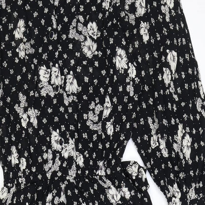 Options at Austiun Reed Womens Black Floral Viscose Pencil Dress Size 12 Round Neck Button - Peplum