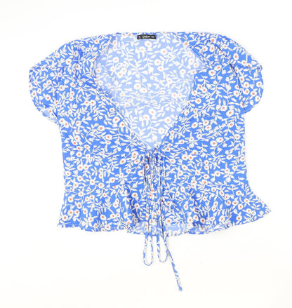 SheIn Womens Multicoloured Floral Polyester Basic Blouse Size M V-Neck