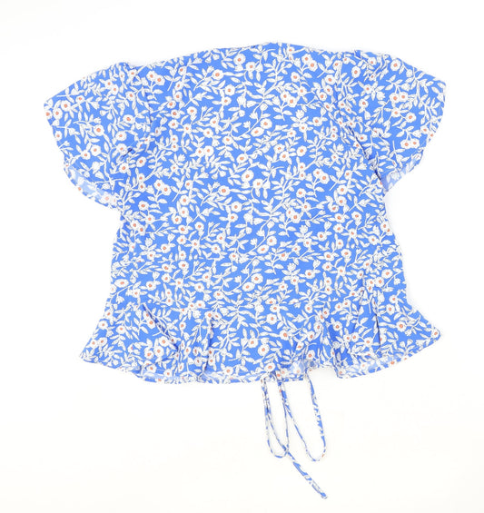 SheIn Womens Multicoloured Floral Polyester Basic Blouse Size M V-Neck