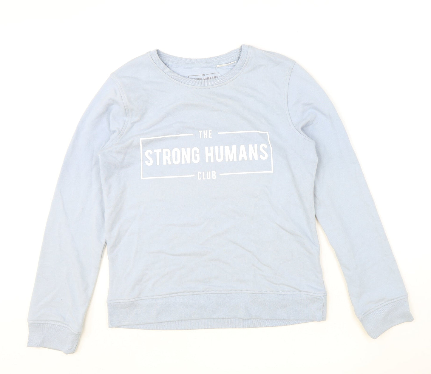 The Strong Human Club Womens Blue Cotton Pullover Sweatshirt Size M Pullover