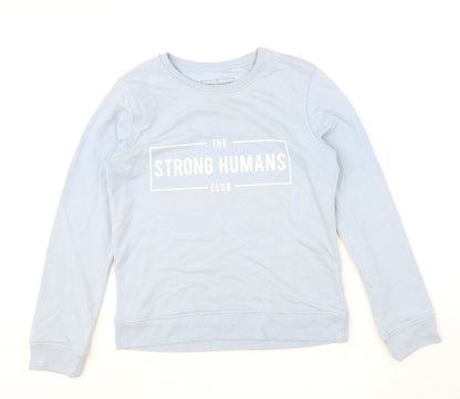 The Strong Human Club Womens Blue Cotton Pullover Sweatshirt Size M Pullover