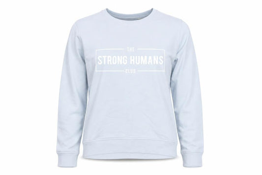 The Strong Human Club Womens Blue Cotton Pullover Sweatshirt Size M Pullover