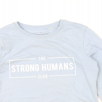 The Strong Human Club Womens Blue Cotton Pullover Sweatshirt Size M Pullover