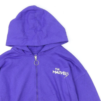 Marks and Spencer Boys Blue Cotton Full Zip Hoodie Size 10-11 Years Zip - The Marvels