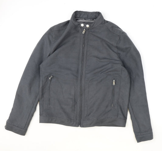 Womens UK Size M Marks and Spencer Grey Biker Coat