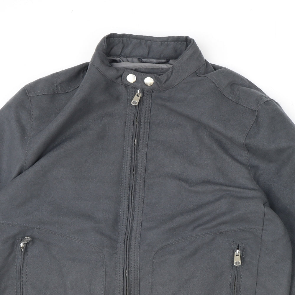 Womens UK Size M Marks and Spencer Grey Biker Coat