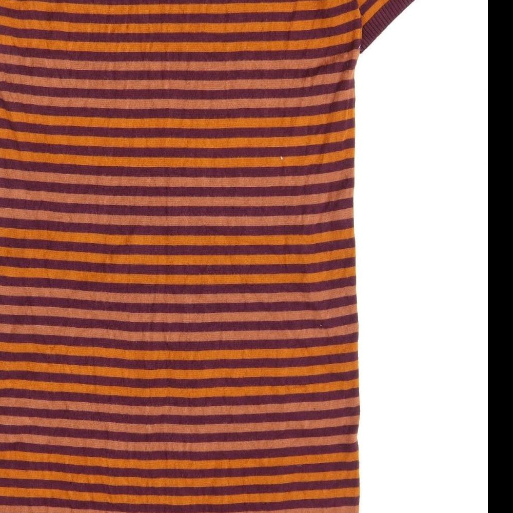 First and I Womens Red Striped Viscose Jumper Dress Size L Round Neck Pullover