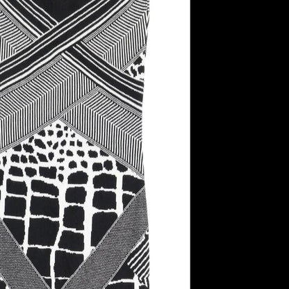 Marks and Spencer Womens Black Geometric Acrylic A-Line Size 8 V-Neck Pullover