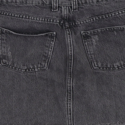 Topshop Womens Grey Cotton Straight & Pencil Skirt Size 8 Button