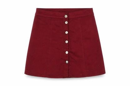 H&M Womens Red Polyester Straight & Pencil Skirt Size S Button