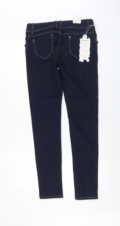 Feeling Girl Womens Blue Cotton Skinny Jeans Size XL L31 in Regular Button