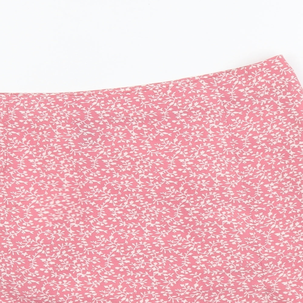 SheIn Womens Pink Floral Polyester Mini Skirt Size L Zip