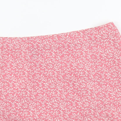 SheIn Womens Pink Floral Polyester Mini Skirt Size L Zip