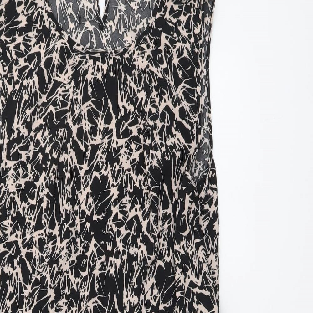 Vero Moda Womens Black Geometric Viscose A-Line Size S Round Neck Button