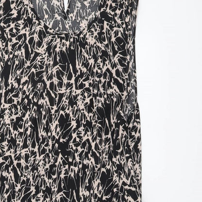 Vero Moda Womens Black Geometric Viscose A-Line Size S Round Neck Button