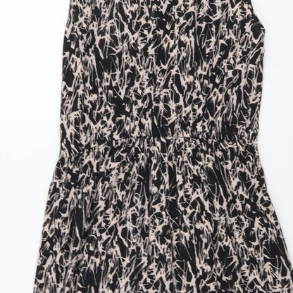 Vero Moda Womens Black Geometric Viscose A-Line Size S Round Neck Button