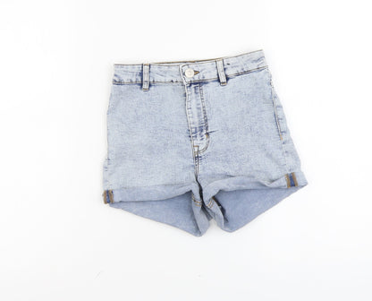H&M Womens Blue Cotton Hot Pants Shorts Size 4 L3 in Regular Button