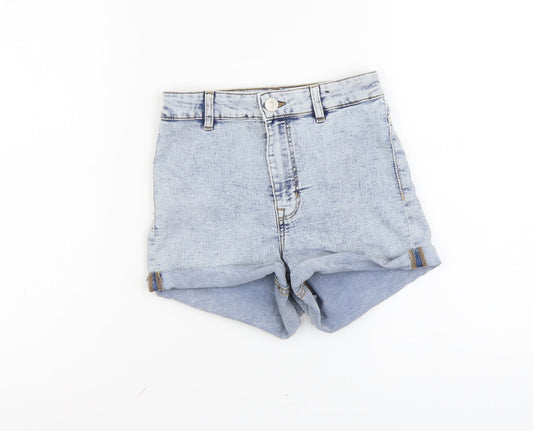 H&M Womens Blue Cotton Hot Pants Shorts Size 4 L3 in Regular Button
