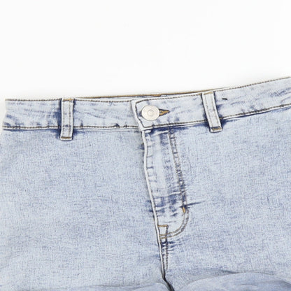 H&M Womens Blue Cotton Hot Pants Shorts Size 4 L3 in Regular Button