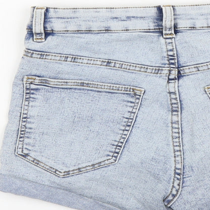 H&M Womens Blue Cotton Hot Pants Shorts Size 4 L3 in Regular Button