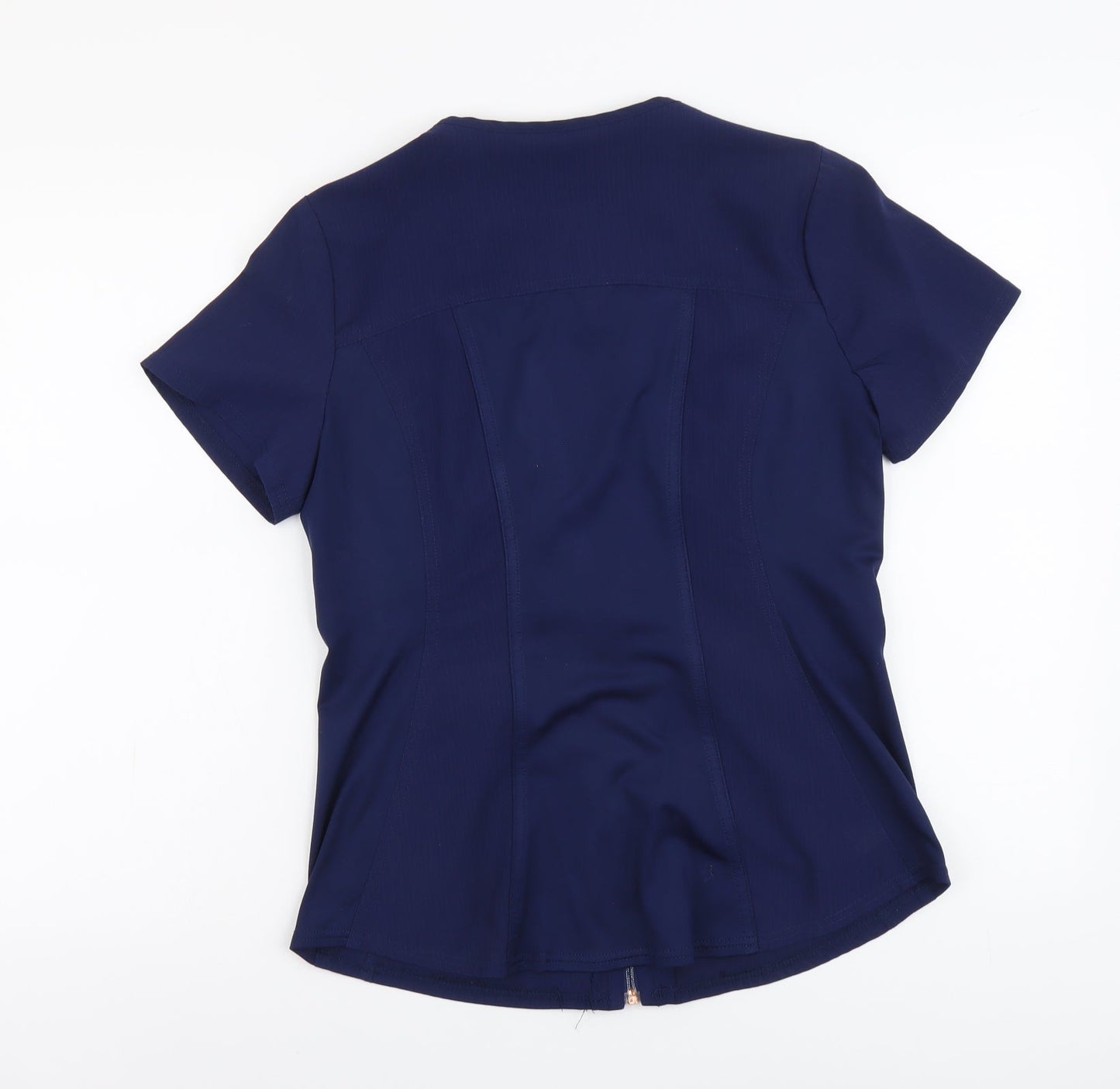 Cherokee Womens Blue Polyester Basic Blouse Size S Scoop Neck