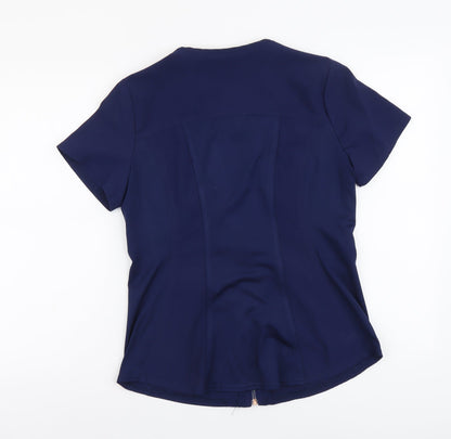 Cherokee Womens Blue Polyester Basic Blouse Size S Scoop Neck