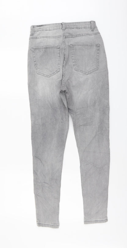 Denim & Co. Womens Grey Cotton Skinny Jeans Size 12 L28 in Regular Button