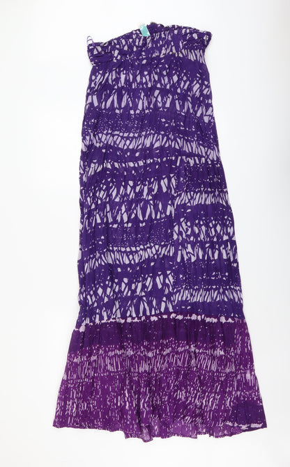 Ocean Club Womens Purple Geometric Cotton Maxi Size 10 Off the Shoulder Pullover