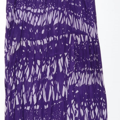 Ocean Club Womens Purple Geometric Cotton Maxi Size 10 Off the Shoulder Pullover