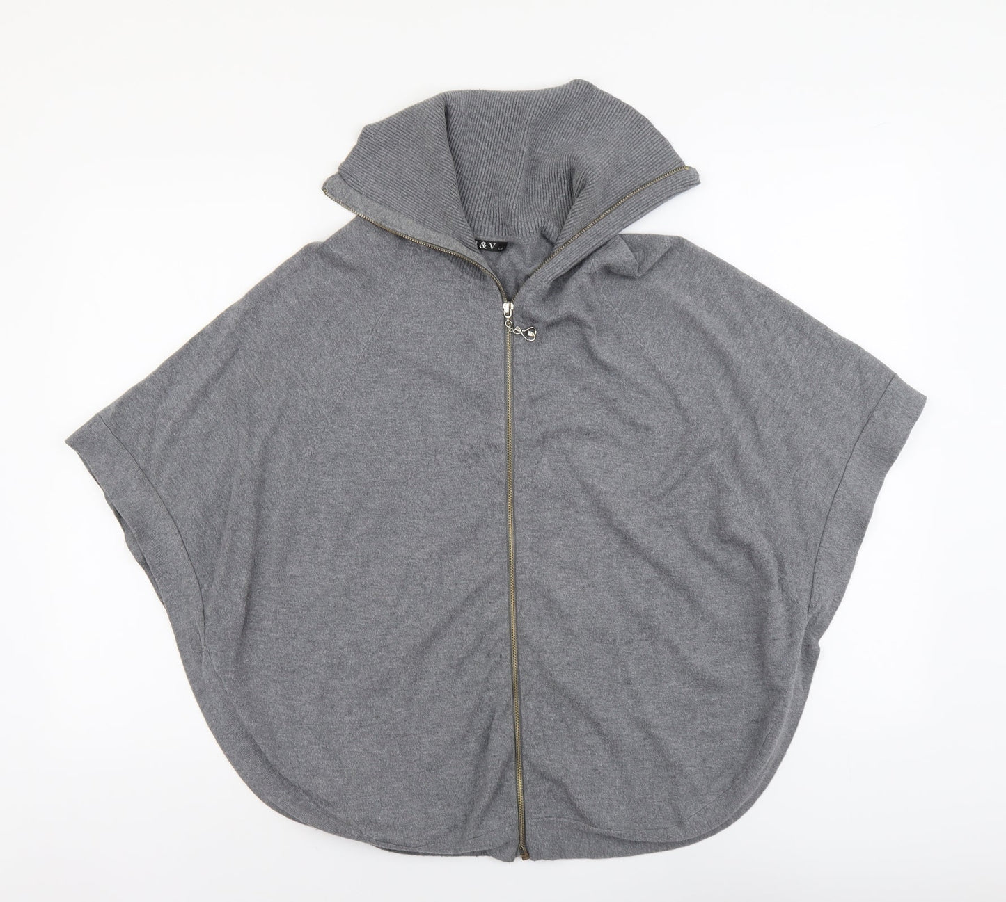 Womens UK Size S M&V Grey Full Zip Jumper