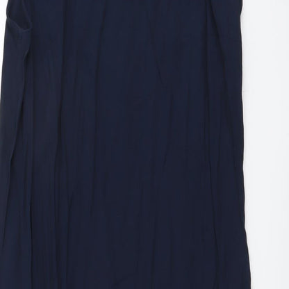 Marks and Spencer Womens Blue Viscose A-Line Size 10 V-Neck Tie