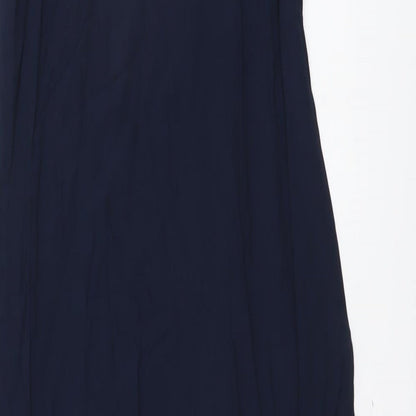 Marks and Spencer Womens Blue Viscose A-Line Size 10 V-Neck Tie