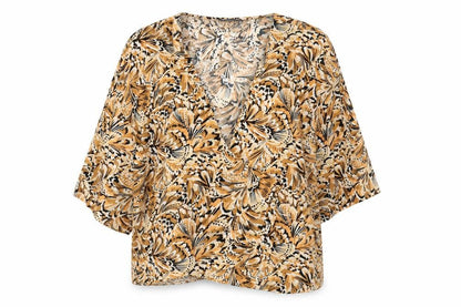 Womens UK Size 14 Primark Orange Wrap Blouse