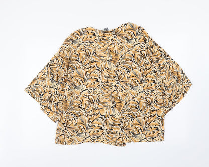 Primark Womens Orange Geometric Viscose Wrap Blouse Size 14 V-Neck