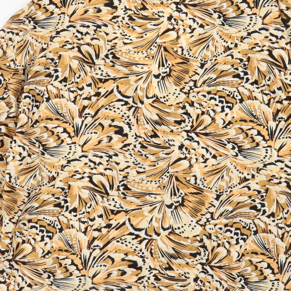 Primark Womens Orange Geometric Viscose Wrap Blouse Size 14 V-Neck